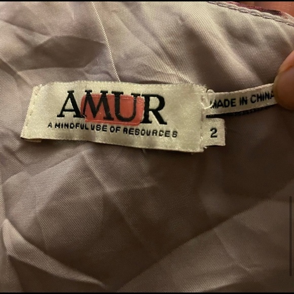 AMUR Laura Floral Silk One Shoulder Dress Size 2 Lavender Purple Asymmetric Hem - Picture 3 of 16